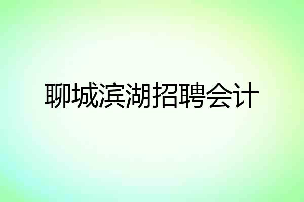 聊城滨湖招聘会计