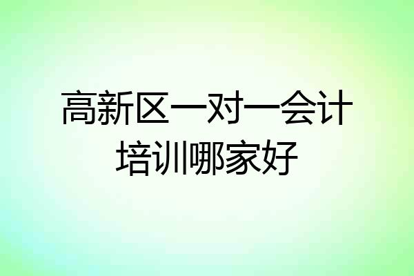 高新区一对一会计培训哪家好