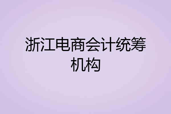 浙江电商会计统筹机构