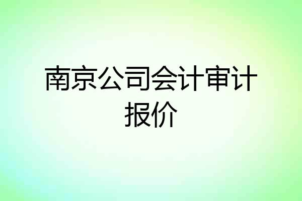 南京公司会计审计报价