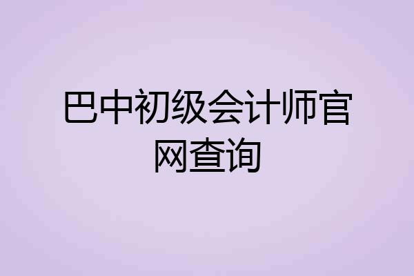 巴中初级会计师官网查询
