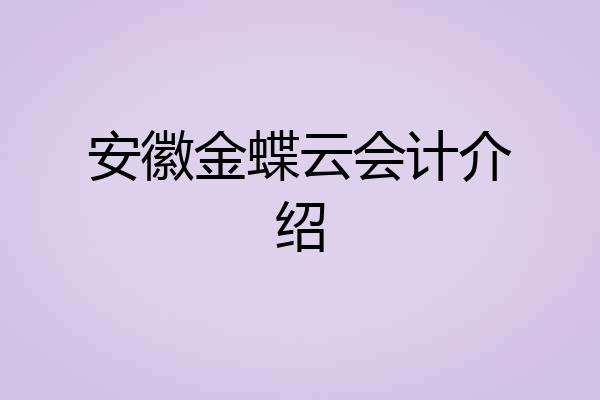 安徽金蝶云会计介绍