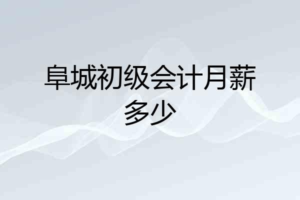 阜城初级会计月薪多少