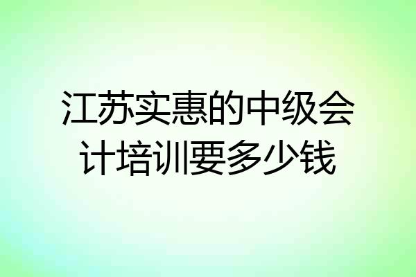 江苏实惠的中级会计培训要多少钱