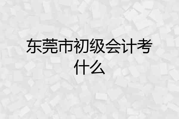 东莞市初级会计考什么