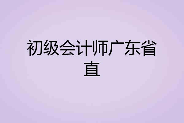 初级会计师广东省直