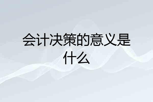 会计决策的意义是什么