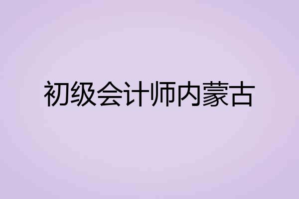 初级会计师内蒙古