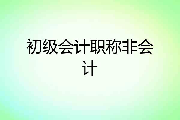 初级会计职称非会计