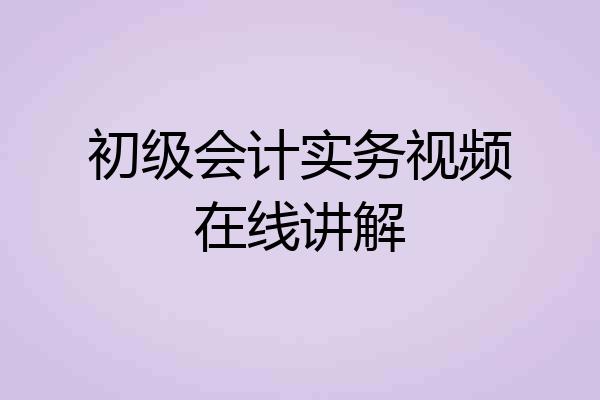 初级会计实务视频在线讲解