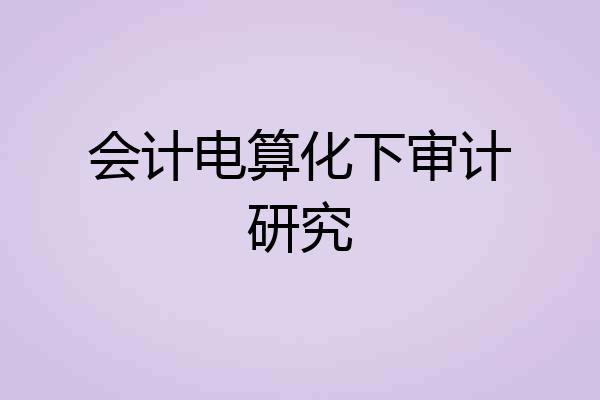 会计电算化下审计研究