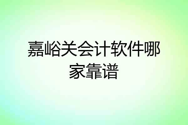 嘉峪关会计软件哪家靠谱