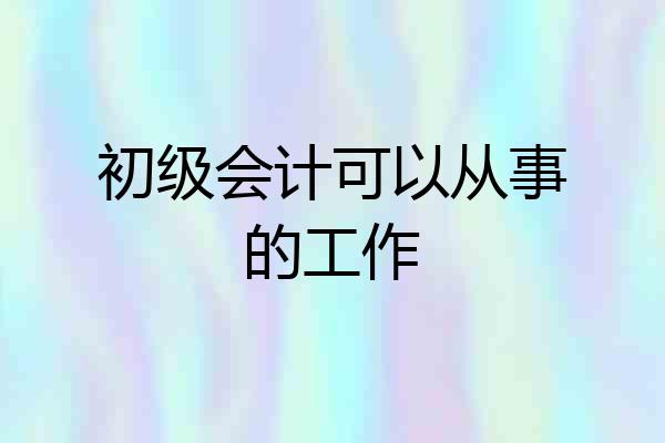初级会计可以从事的工作