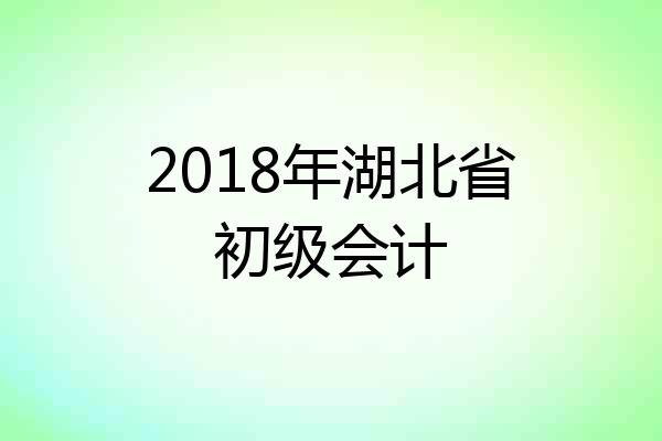2018年湖北省初级会计