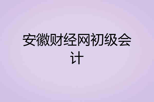 安徽财经网初级会计