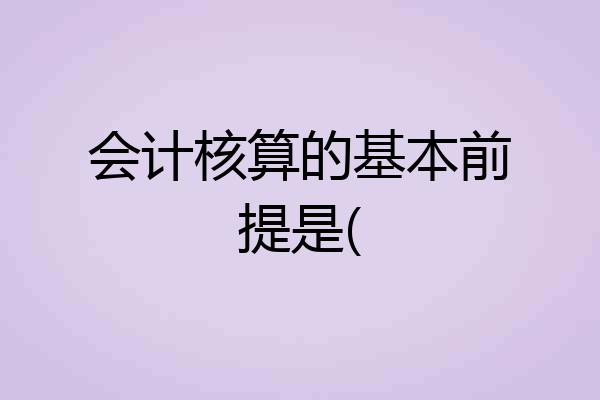 会计核算的基本前提是(