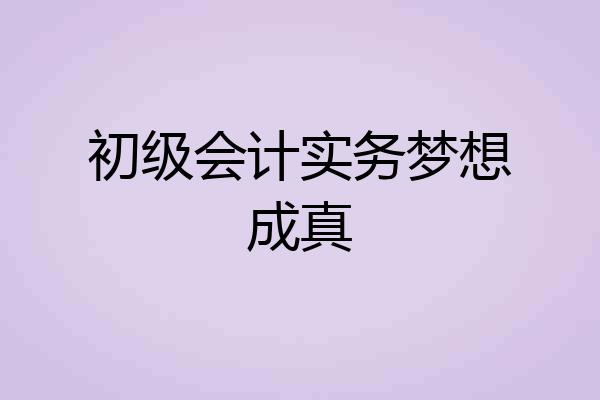 初级会计实务梦想成真