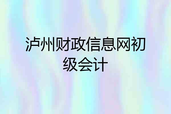 泸州财政信息网初级会计
