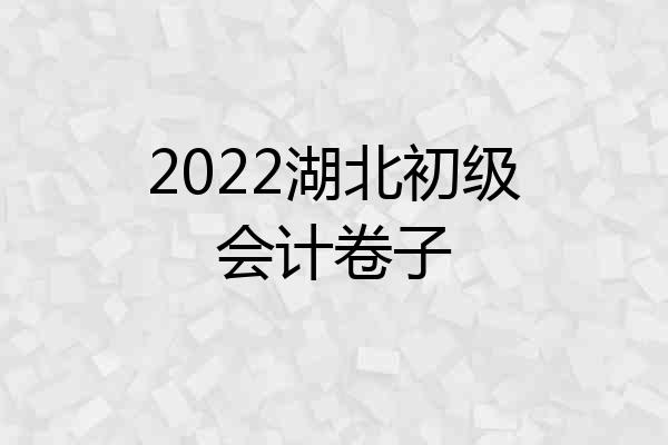 2022湖北初级会计卷子