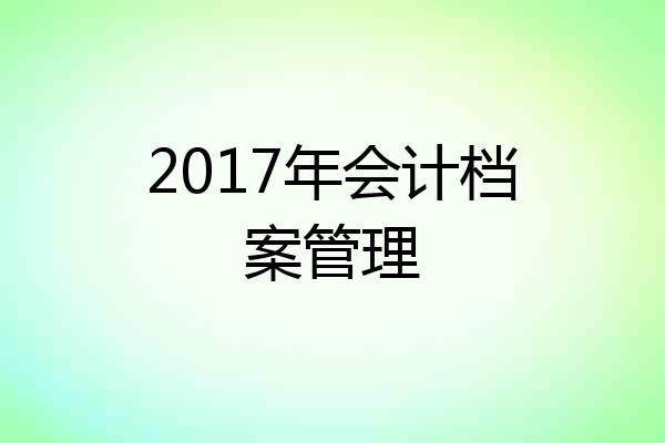 2017年会计档案管理