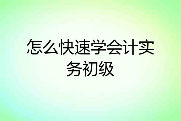 怎么快速学会计实务初级