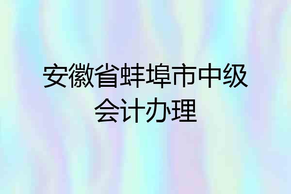 安徽省蚌埠市中级会计办理