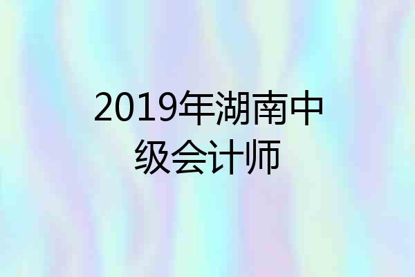 2019年湖南中级会计师