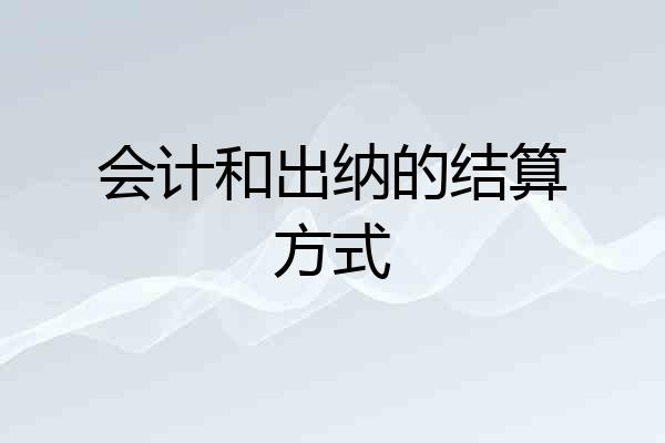 会计和出纳的结算方式