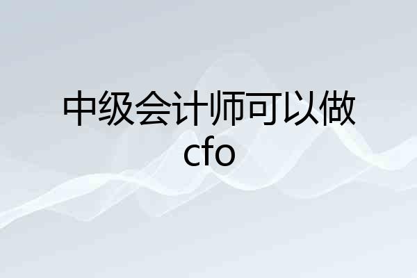 中级会计师可以做cfo