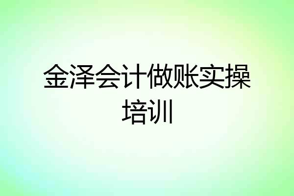 金泽会计做账实操培训