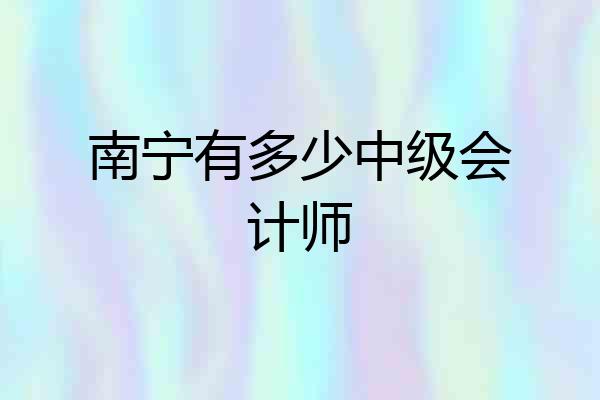 南宁有多少中级会计师