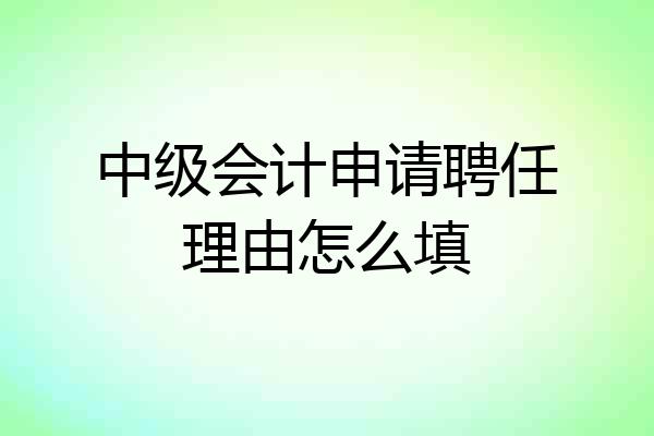 中级会计申请聘任理由怎么填