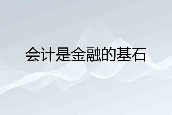 会计是金融的基石