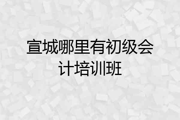 宣城哪里有初级会计培训班
