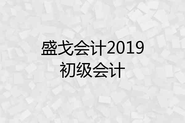 盛戈会计2019初级会计