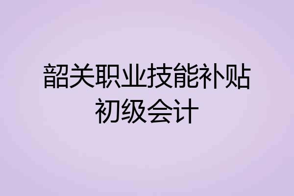 韶关职业技能补贴初级会计