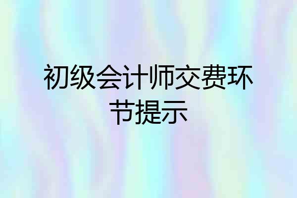 初级会计师交费环节提示