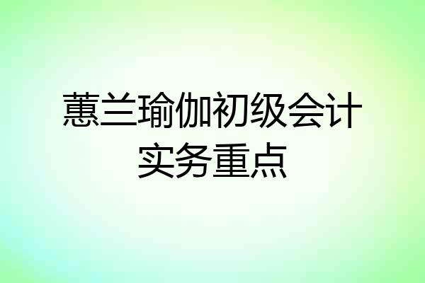 蕙兰瑜伽初级会计实务重点