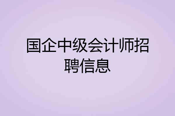 国企中级会计师招聘信息