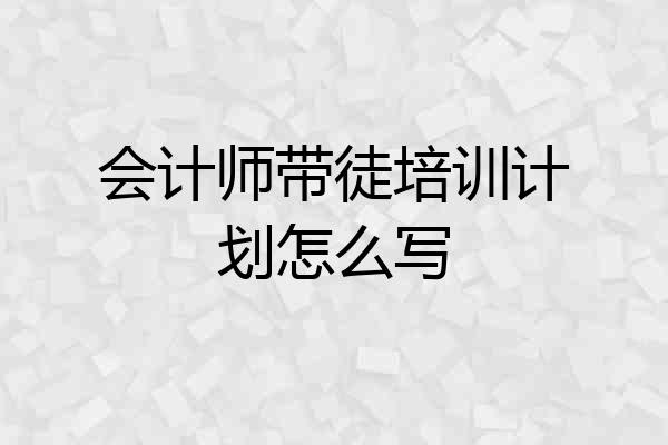 会计师带徒培训计划怎么写