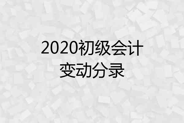 2020初级会计变动分录