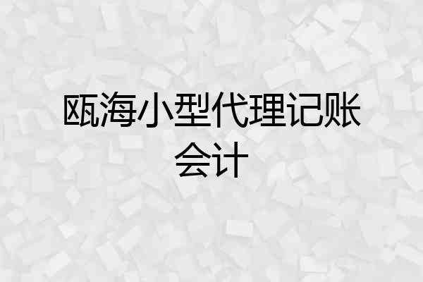 瓯海小型代理记账会计