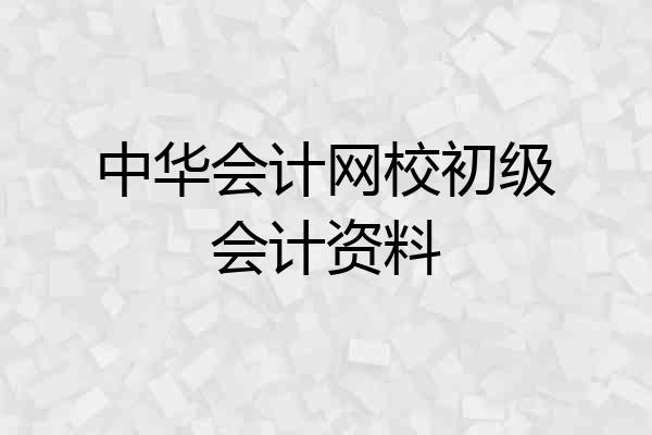 中华会计网校初级会计资料