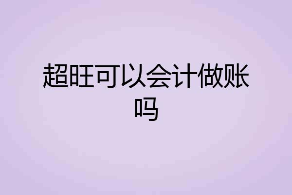 超旺可以会计做账吗