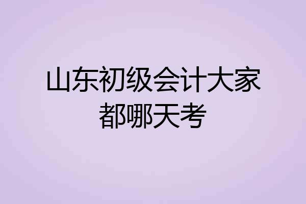 山东初级会计大家都哪天考