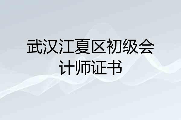 武汉江夏区初级会计师证书