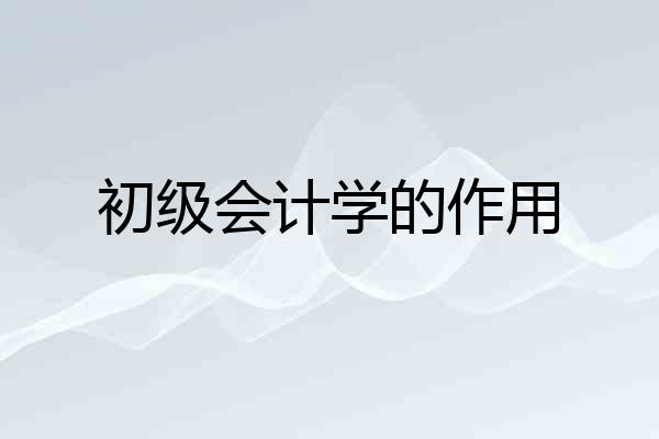 初级会计学的作用