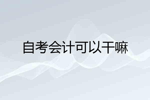 自考会计可以干嘛
