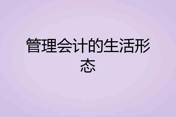 管理会计的生活形态