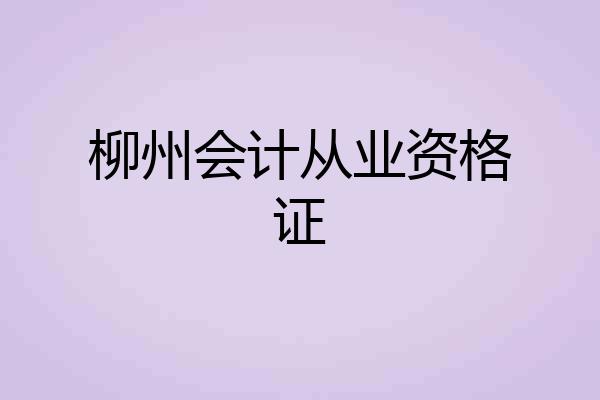柳州会计从业资格证